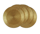 Cotton Craft Glitz beaded charger placemats in gold elevate a restaurant-grade table setting