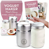 Country Trading Co. yogurt maker with glass jar - durable stainless design for easy overnight yogurt.