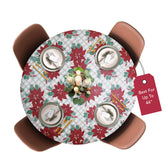 Covers For The Home deluxe elastic-edged table cover with Christmas flower pattern; fits 40–44 in rounds.