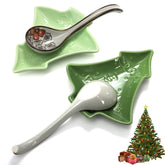 Covzoe Christmas tree spoon rest ceramic keeps counters clean during holiday meal prep.