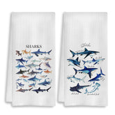 COWEB Shark Towels Set of 2 decorates a coastal bathroom with shark motif.