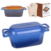 Coworm enameled Dutch oven with lid on sourdough loaf for crusty bread