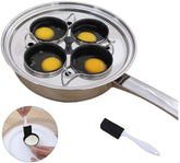 CozyKit 4 Cups Egg Poacher Pan top view highlighting durable stainless steel body for induction-ready cooking