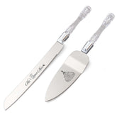 CQNET Mis Quince Años knife with embossed design for elegant cake cutting