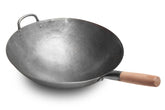 Craft Wok Big 16 Inch hammered carbon steel with wooden and steel helper handle, ideal for high-heat stir-frying.