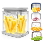CrazyQueen 4-in-1 cutter demonstrates even fries ready for frying or baking.
