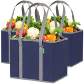 Creative Green Life reusable bags with box-stand-up design keeping groceries organized