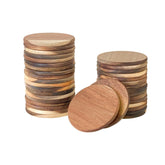 Cregugua acacia round coasters show natural grain and protect tabletops from moisture.