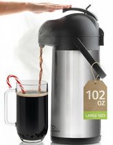 Cresimo coffee carafe with pump in action for easy 102oz pours.