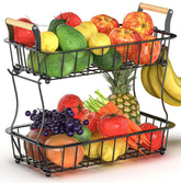 Crixny two-tier banana hanger stand keeps fruit organized on the counter.