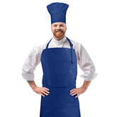 CRJHNS chef apron blue front view with two pockets for tools