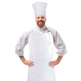 CRJHNS chef apron and hat set front view showing adjustable fit and white cotton fabric.