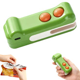 Crocodile mini bag sealer cutter with magnet sealing snack bags securely.