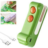 Crocodile-Seal 2-in-1 mini bag sealer with cutter and magnet keeps snacks fresh.