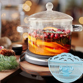 Crystalbru 2L clear glass simmer pot with lid for easy monitoring.