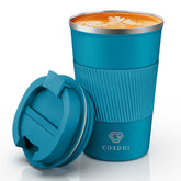 CS COSDDI travel mug close-up shows stainless steel construction for pure-taste sipping