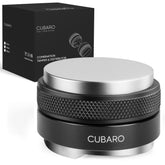 CUBARO dual-head espresso distributor and tamper in action for a level coffee bed.