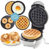 CucinaPro 3-in-1 mini breakfast maker waffle plate in action for crispy waffles