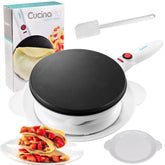 CucinaPro cordless crepe maker with ready light for quick, thin crepes.