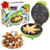 CucinaPro pot leaf waffle maker batter pour for quick, even browning at home.