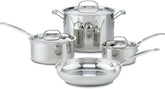 Cuisinart Chef's Classic 7-piece set on stove for even heating and versatile cooking.