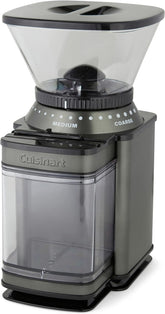 Cuisinart coffee grinder with brushed stainless steel exterior for durable, even grinding.