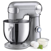Cuisinart SM-50BC Silver Lining stand mixer front view showing sturdy build and finish.