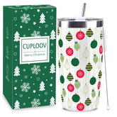 CUPLOOV Christmas tumbler front view with festive lantern pattern for cozy mornings.