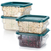 CURTA 4-pack blue-lid 2qt square container seen from the top for fridge storage.