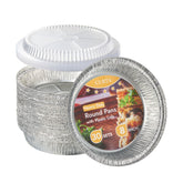 CURTA 8-inch round foil pan with clear lid for easy meal prep and takeout.