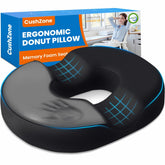 CushZone donut pillow on an office chair for coccyx relief and improved posture