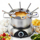 CUSIMAX electric fondue pot with luminous dial for quick heat awareness at the table