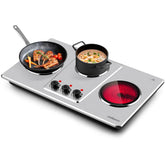 Cusimax triple burner top view with three independent zones for multi-dish meals