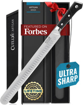 Cutluxe brisket knife 12-inch edge for precise meat slicing.
