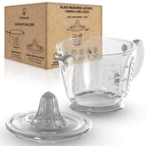 CuttleLab glass measuring cup with 2 cups and permanent markings for reliable measuring.