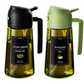 CXINYI olive oil sprayer bottle close-up with 2-in-1 pour and spray design.