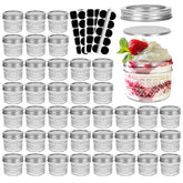 CycleMore 40-pack 4oz jars with silver lids, diamond-clear glass for versatile storage.