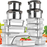 Cykorxicc 12pc stainless steel containers with lids for organized meal prep.