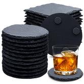 Cymuber round slate coaster, 4-inch, protects tables from heat and moisture.