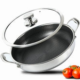 Cyrder large hybrid nonstick pan with lid ideal for deep frying and sautéing with easy release