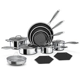 Cyrder 14-piece hex nonstick set, full assembly, ready for versatile cooking.