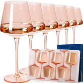 Cyrelwing light peach orange wine glasses, 18oz, set of 6, elegant tableware for red, white, and rosé.
