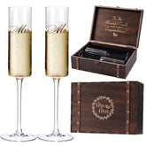 Cyrelwing wedding champagne flutes Mr and Mrs for elegant toasts.