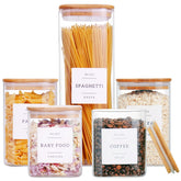 CZZGSM 5-pack square glass containers for pantry organization and easy content checks