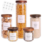 CZZGSM 5-set glass pantry jars with acacia lids for organized storage and freshness.