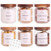 CZZGSM 6-set glass pantry jars with acacia lids for neat kitchen organization.