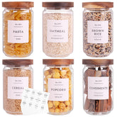 CZZGSM 6-set glass pantry jars with acacia lids for clear, organized kitchen storage