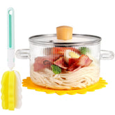 CZZGSM clear glass simmer pot with lid and brush for easy monitoring.