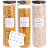CZZGSM glass pantry jar with acacia lid showing 50oz capacity and clear visibility.