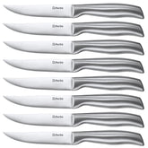 D.Perlla steak knives collection—eight-piece set for precise home dining.